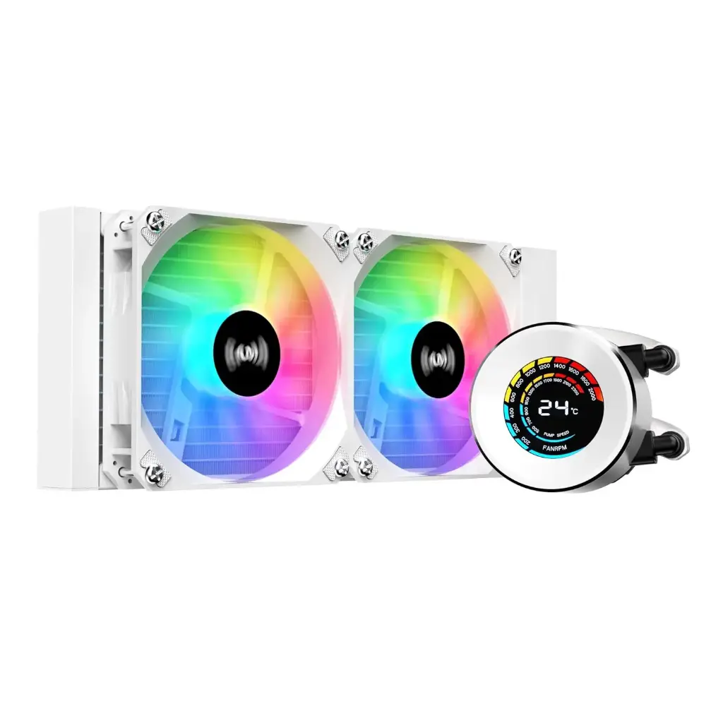 SAMA T240 White liquid Cooler 360mm ARGB AIO Radiator LCD Temperature Display Screen CPU Cooler with 
