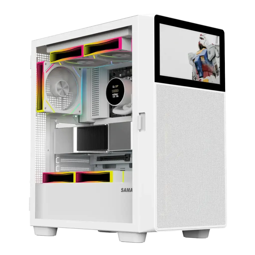 SAMA V Play 4367 Mid Tower Case ATX, With Monitor 7 inch - White (BTF) 